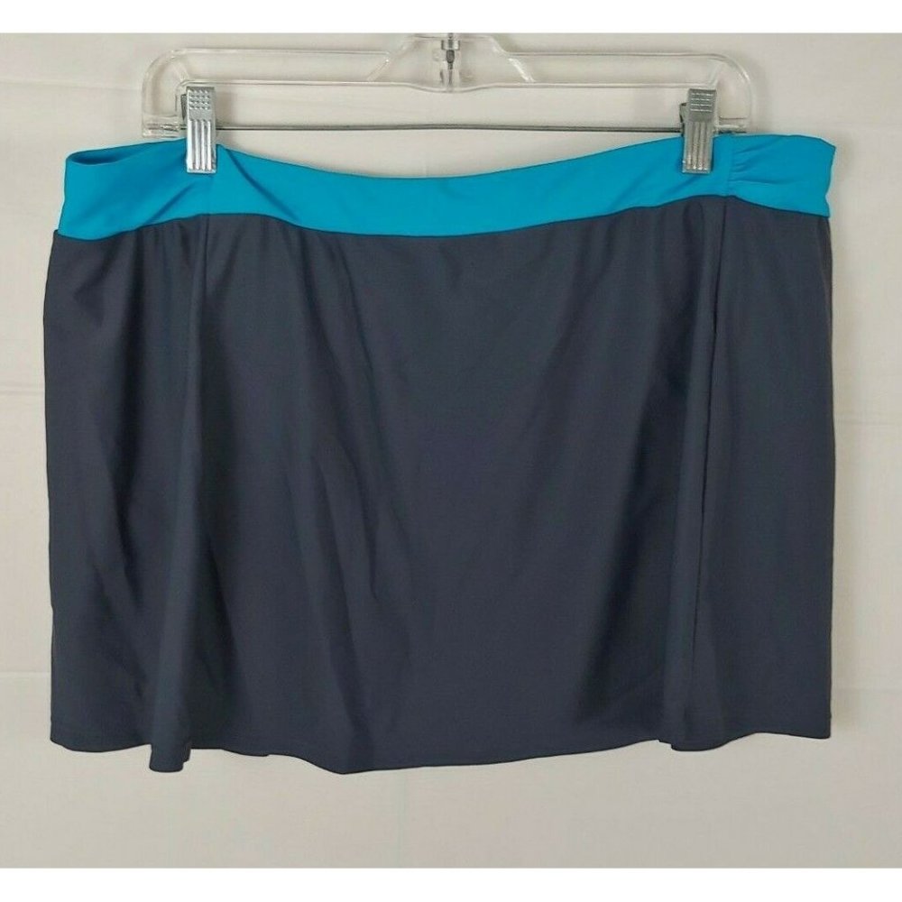 Free Country Athletic Skort 1X Stretch Waist Skirt With Shorts Nylon Blue Tennis